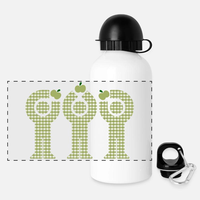 Green Gingham Minis Apple Figures - Panoramic Thermal Bottle with Lid 500 ml - white