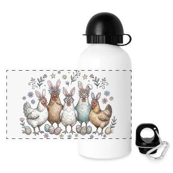 Bande de lapins de Pâques avec des œufs - Gourde panoramique avec couvercle 500 ml - blanc - Devant