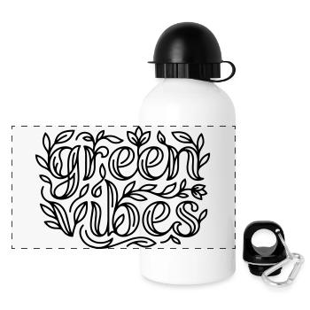 Grüne Vibes - Panorama Trinkflasche mit Deckel 500 ml - Weiß - Vorne