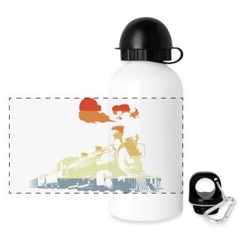 Vintage steam train - Panoramic Thermal Bottle with Lid 500 ml - white - Front