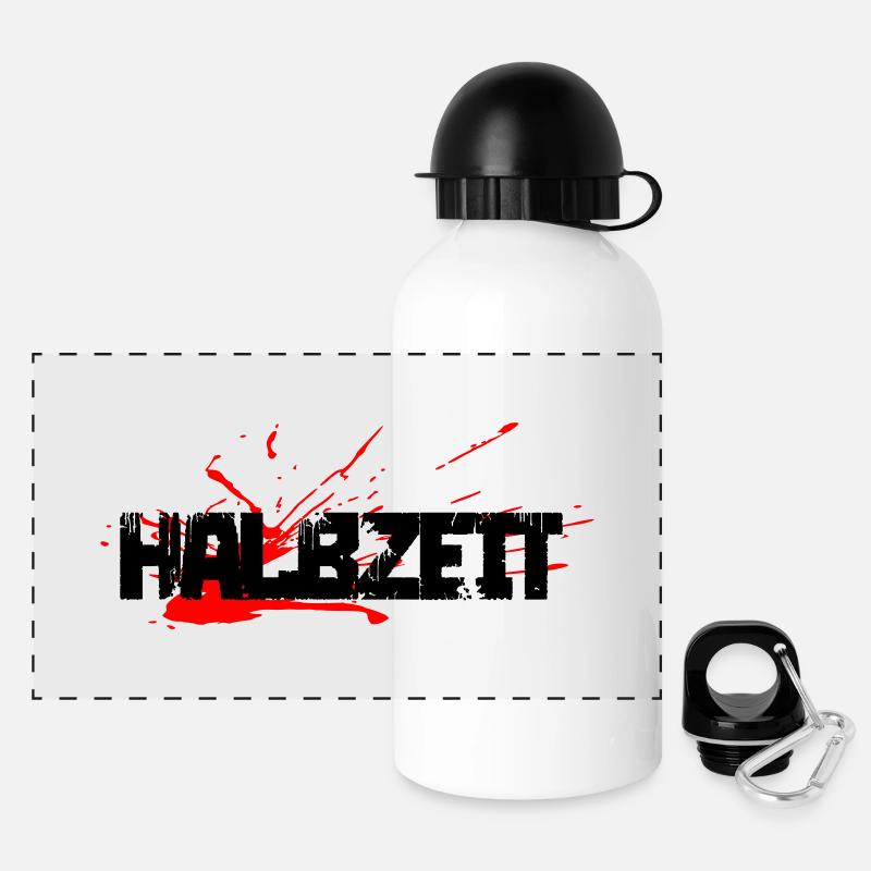 Halbzeit - Panorama Trinkflasche mit Deckel 500 ml - Weiß