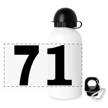 Number - 71 – Seventy One - Panoramic Thermal Bottle with Lid 500 ml - white - Front