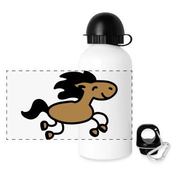 Pferd springt 2 - Panorama Trinkflasche mit Deckel 500 ml - Weiß - Vorne