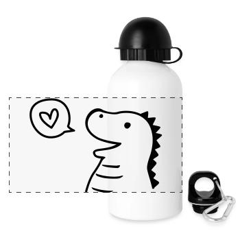 Cute Dino - Panorama Trinkflasche mit Deckel 500 ml - Weiß - Vorne