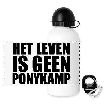 Het Leven is geen Ponykamp - Panoramic Thermal Bottle with Lid 500 ml - white - Front