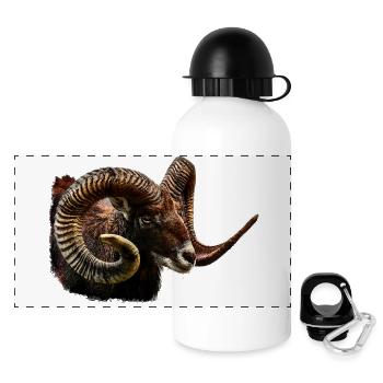 Tiershirts für männer, Mufflonkopf, Schafkopf - Panorama Trinkflasche mit Deckel 500 ml - Weiß - Vorne