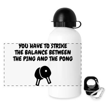 Table Tennis - Ping Pong - Sport - Racket - Ball - Panoramic Thermal Bottle with Lid 500 ml - white - Front