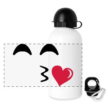 kiss_face_02 - Panoramic Thermal Bottle with Lid 500 ml - white - Front