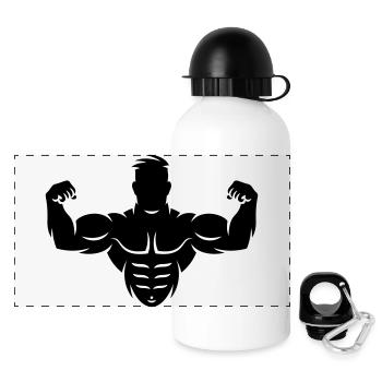 Bodybuilder (Culturisme / Biceps / Biscoteau) - Gourde panoramique avec couvercle 500 ml - blanc - Devant