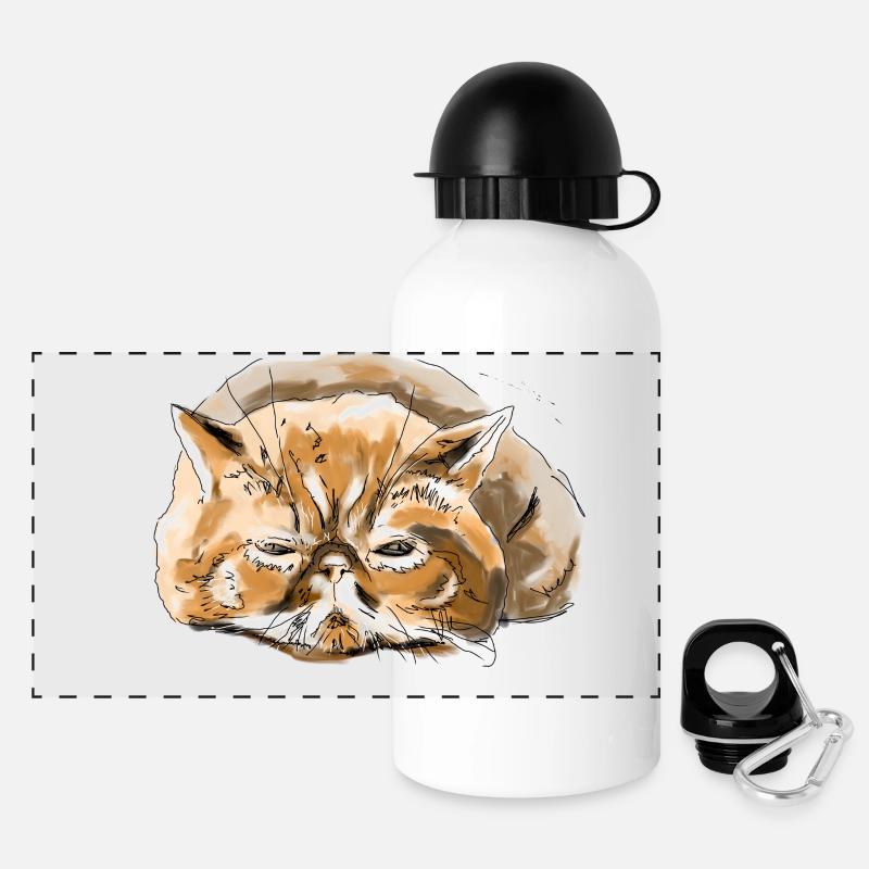 Chat persan - Gourde panoramique avec couvercle 500 ml - blanc