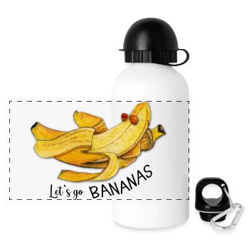 Let’s go bananes aquarelle citation drôle - Gourde panoramique avec couvercle 500 ml - blanc - Devant