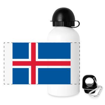 Iceland flag / Drapeau Islande - Gourde panoramique avec couvercle 500 ml - blanc - Devant