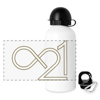 Bitcoin 21 Millionen Unendlich Minimalistisch - Panorama Trinkflasche mit Deckel 500 ml - Weiß - Vorne