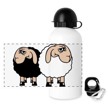 2 Sheep Look Skeptical Offended Friends Team - Panoramic Thermal Bottle with Lid 500 ml - white - Front