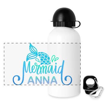 Namensshirt Anna mit Meerjungfrau - Panorama Trinkflasche mit Deckel 500 ml - Weiß - Vorne