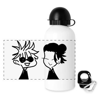 Japanische Familie anime kunstvoll - Panorama Trinkflasche mit Deckel 500 ml - Weiß - Vorne