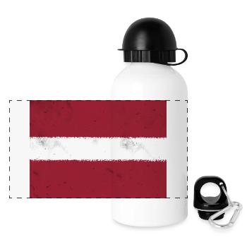 Flagge von Lettland - Panorama Trinkflasche mit Deckel 500 ml - Weiß - Vorne