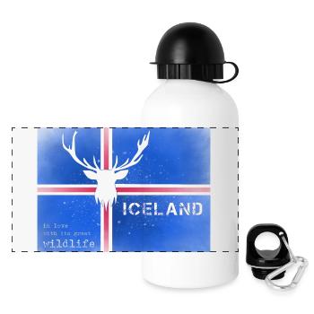 Faune islandaise Drapeau islandais - Gourde panoramique avec couvercle 500 ml - blanc - Devant