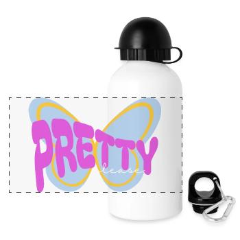 "Pretty please" sarcastic print design - Panoramic Thermal Bottle with Lid 500 ml - white - Front