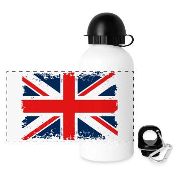 Distressed Union Jack Flag - Panoramic Thermal Bottle with Lid 500 ml - white - Front