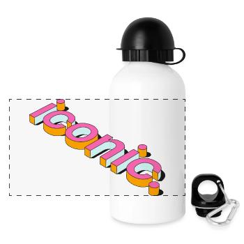 Iconic Retro 3D Typography Design - Panorama Trinkflasche mit Deckel 500 ml - Weiß - Vorne