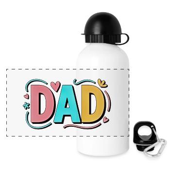 Pastellverlauf Dad Hearts Design - Panorama Trinkflasche mit Deckel 500 ml - Weiß - Vorne