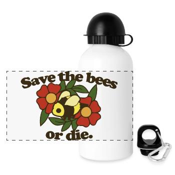 Save the Bees or Die - Panoramic Thermal Bottle with Lid 500 ml - white - Front