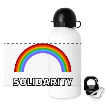 Pride Solidarity Rainbow Gay Ally - Panoramic Thermal Bottle with Lid 500 ml - white - Front