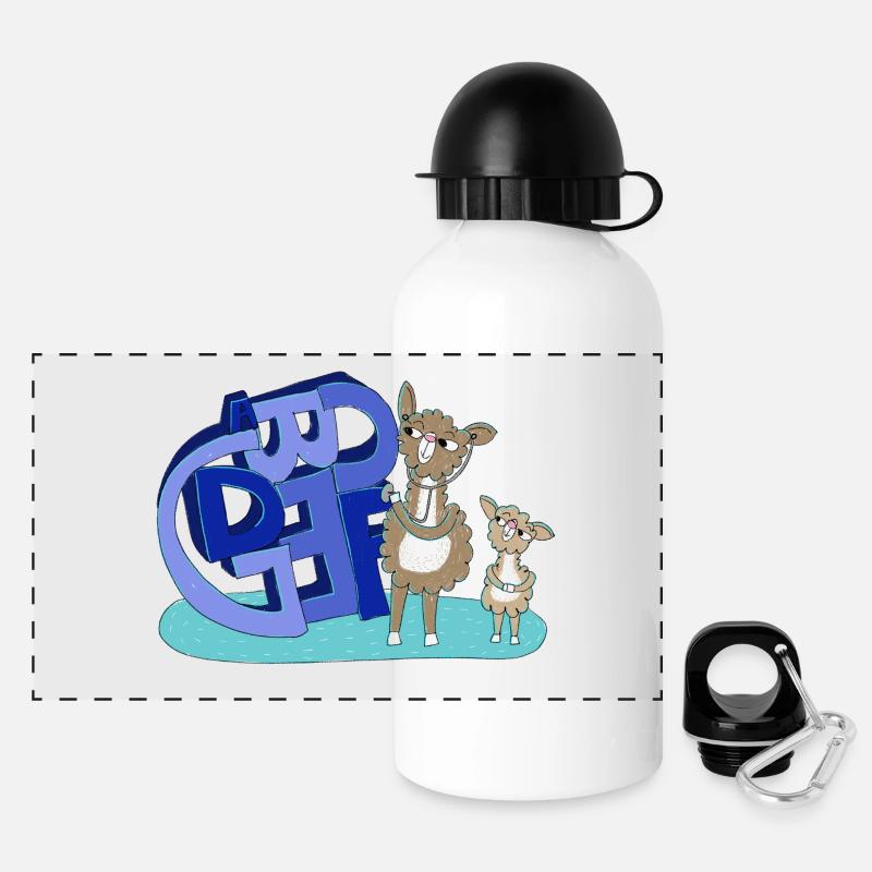 Doctor Lama with Blue Letters - Panoramic Thermal Bottle with Lid 500 ml - white