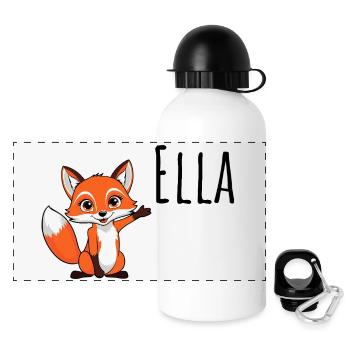 Fuchs - Mein Name ist Ella - Süßes Waldtier - Panorama Trinkflasche mit Deckel 500 ml - Weiß - Vorne