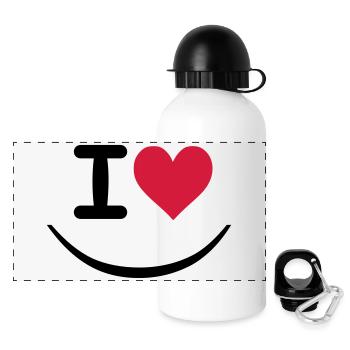 I love - Gourde panoramique avec couvercle 500 ml - blanc - Devant