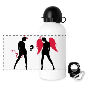 Angel Devil Sexy Girls Demon Ange - Panorama Trinkflasche mit Deckel 500 ml - Weiß - Vorne