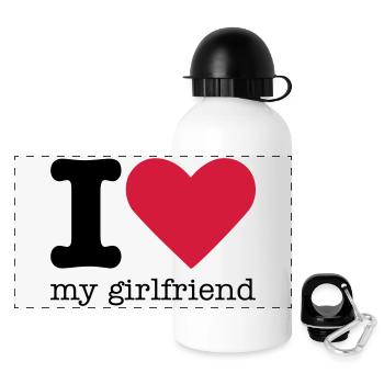 I Love My Girlfriend - Gourde panoramique avec couvercle 500 ml - blanc - Devant