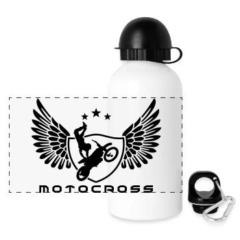 moto-cross - Gourde panoramique avec couvercle 500 ml - blanc - Devant