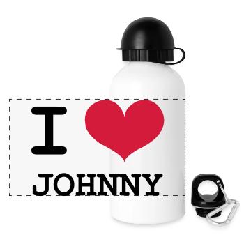 Ich liebe Johnny! - Panorama Trinkflasche mit Deckel 500 ml - Weiß - Vorne