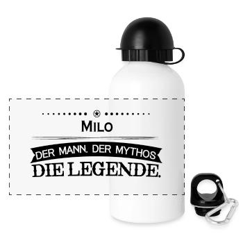 Mythos Legende Vorname Milo - Panorama Trinkflasche mit Deckel 500 ml - Weiß - Vorne