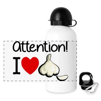 Knoblauch Achtung Kochen Geruch Geschenk - Panorama Trinkflasche mit Deckel 500 ml - Weiß - Vorne