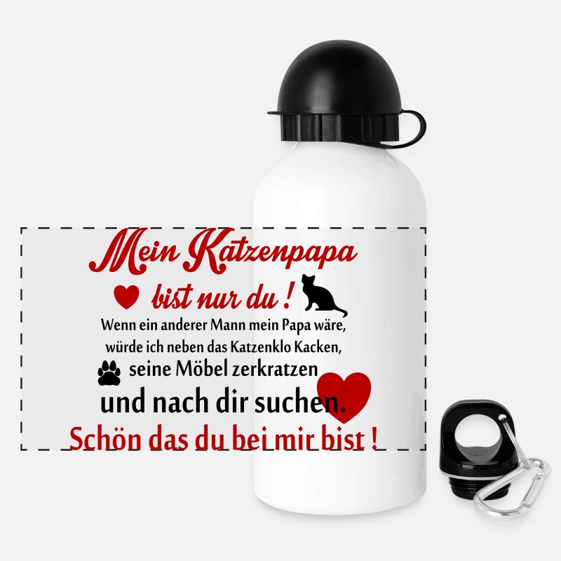 Cat Papa - Panoramic Thermal Bottle with Lid 500 ml - white