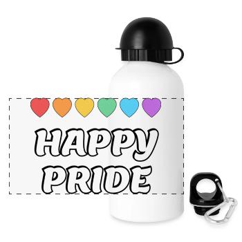 Happy Pride Rainbow hearts Mois de la fierté LGBTQ - Gourde panoramique avec couvercle 500 ml - blanc - Devant