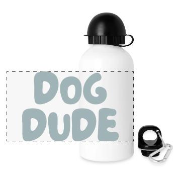 Dog Dude – chemise cool pour les types de chiens - Gourde panoramique avec couvercle 500 ml - blanc - Devant
