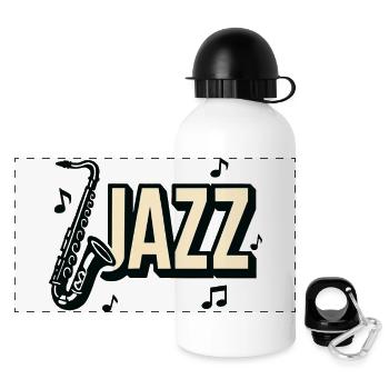 Jazz - Saxophone - Musique - Gourde panoramique avec couvercle 500 ml - blanc - Devant
