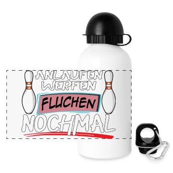 Run-up, throwing, cursing, bowling again - Panoramic Thermal Bottle with Lid 500 ml - white - Front