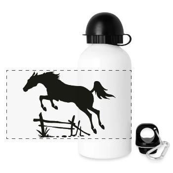 Springendes Pferd - Panorama Trinkflasche mit Deckel 500 ml - Weiß - Vorne