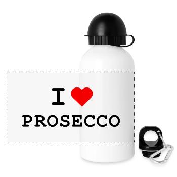 I love Prosecco - Ich liebe Prosecco - Panorama Trinkflasche mit Deckel 500 ml - Weiß - Vorne