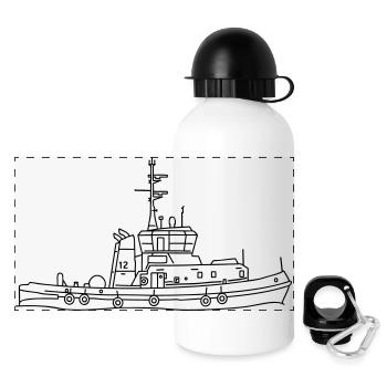 Tug or towing boat - Panoramic Thermal Bottle with Lid 500 ml - white - Front