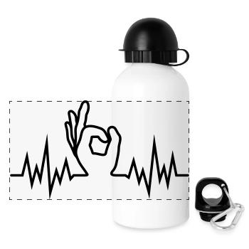 Wave-Finger-Hole - Panorama Trinkflasche mit Deckel 500 ml - Weiß - Vorne