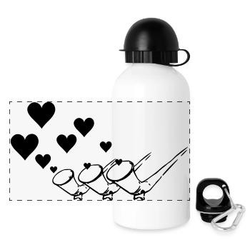 ALPHORN,HORN,BLASINSTRUMENT,ALPEN,POLSTERPFEIFEF - Panorama Trinkflasche mit Deckel 500 ml - Weiß - Vorne