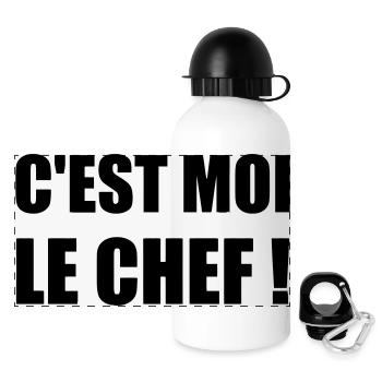 C'est moi le chef - Humour - Drôle - Blague - Fun - Gourde panoramique avec couvercle 500 ml - blanc - Devant
