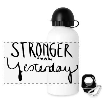 Stronger Than Yesterday - Panorama Trinkflasche mit Deckel 500 ml - Weiß - Vorne