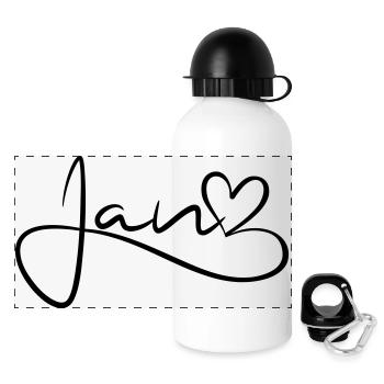 Jan Surname First Name Heart Decor - Panoramic Thermal Bottle with Lid 500 ml - white - Front